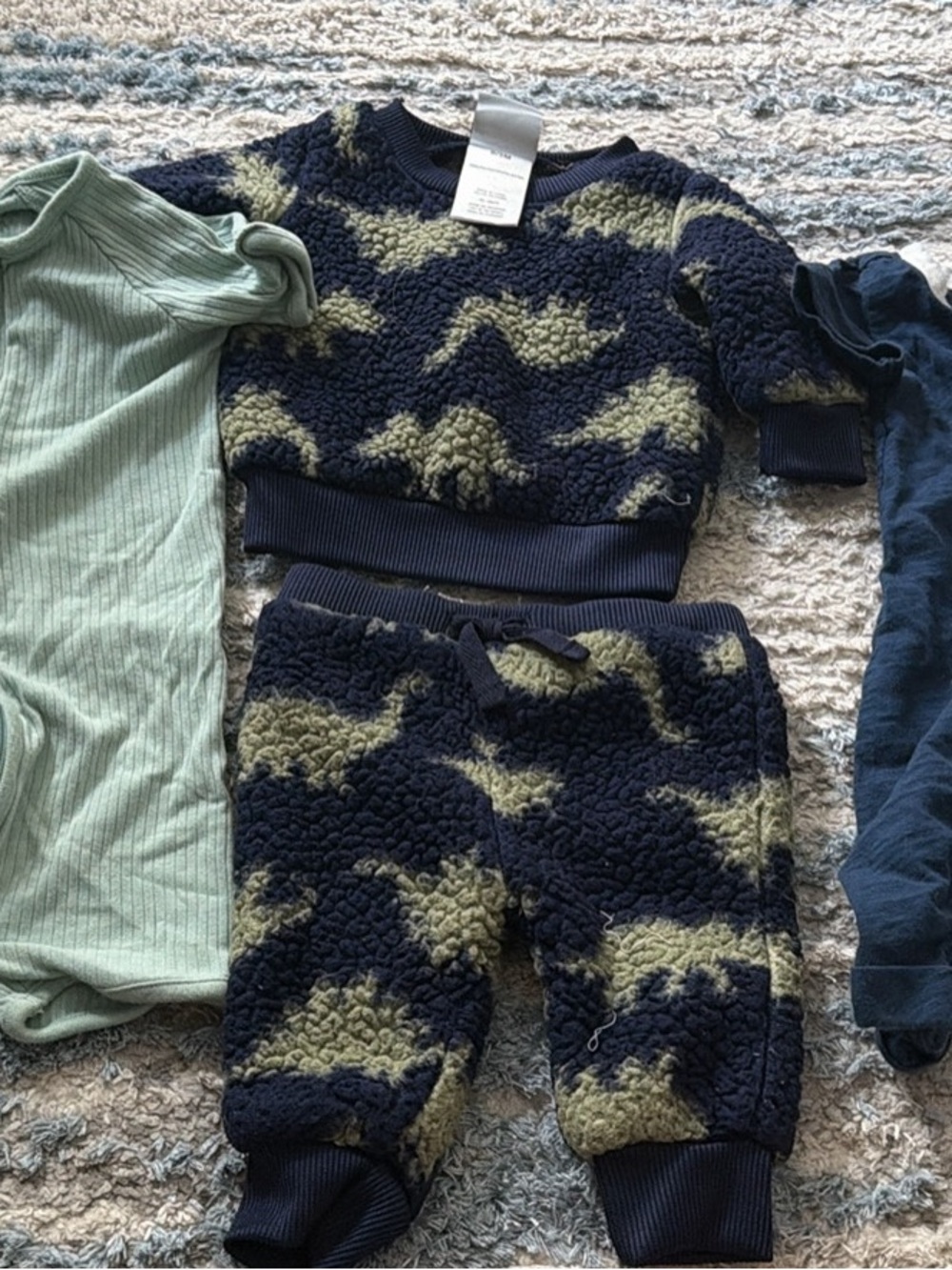 Navy + Olive Sherpa Two-Piece Set - Picture 2 of 2